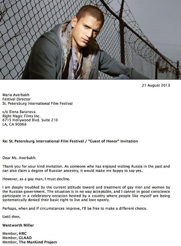 Wentworth Miller ose le coming out... politique
