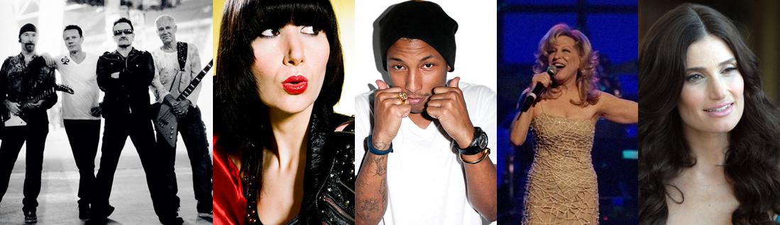 Oscars 2014 : U2, Karen O, Pharrell Williams, Bette Midler et Idina Menzel sur scène