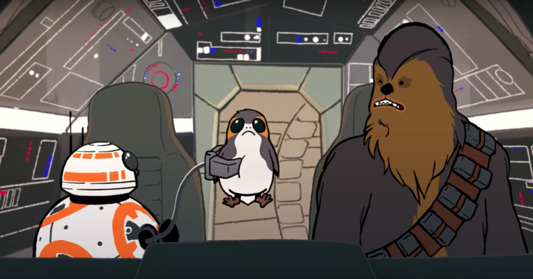 Star Wars VIII : Chewbacca énervé contre un Porg dans un nouveau spot télé